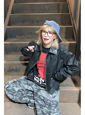 kk soul黑色高级感皮衣外套女秋季2025新款设计短款休闲夹克上衣