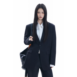 外套女韩系气质通勤休闲垫肩西服 soul高级设计感酷飒黑色西装