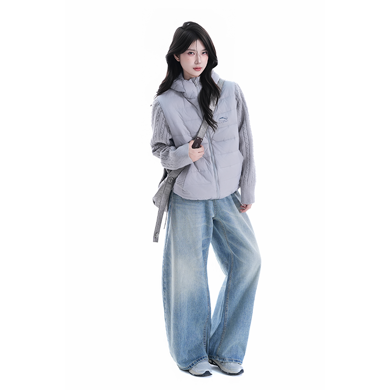 kk souk美式针织拼接连帽排骨羽绒服外套冬季白鸭绒情侣面包服潮