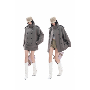 kk soul美式复古高级感立领保暖羽绒服风衣女廓形高质感气质外套