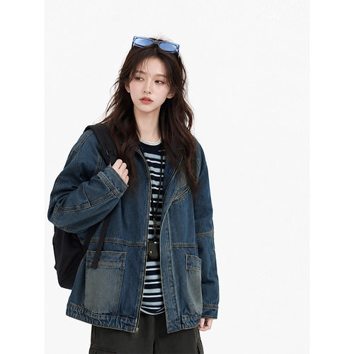 kk soul美式复古解构牛仔外套做旧水洗廓形中性风宽松长袖夹克