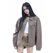 soul美式 老钱风纽扣设计翻领夹克复古cleanfit休闲百搭外套潮