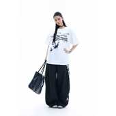 T恤水洗做旧宽松百搭小众半袖 soul高街抽象蝴蝶字母印花短袖 潮