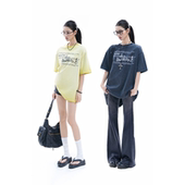 短袖 soul圆领字母印花松弛感夏季 创意宽松小众潮牌情侣T恤ins