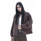 soul美式 复古立领廓形飞行员夹克中性风高级感解构宽松外套潮