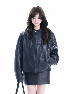 kk soul美式复古黑色机车服PU皮衣外套女潮牌痞帅超A夹棉保暖夹克