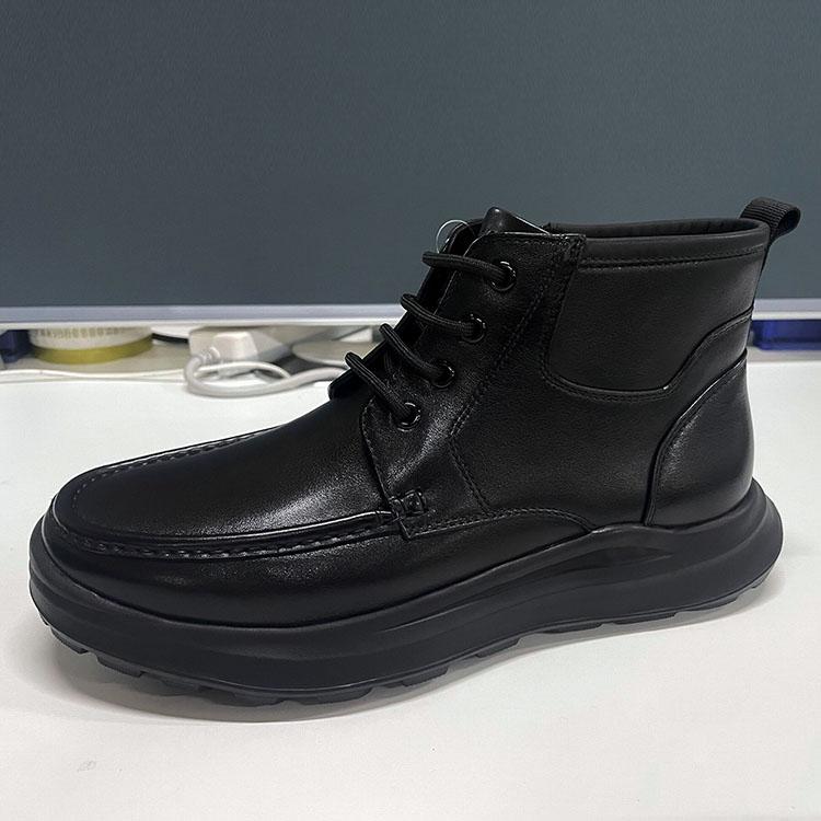 沙驰冬季新款真皮加绒保暖短靴