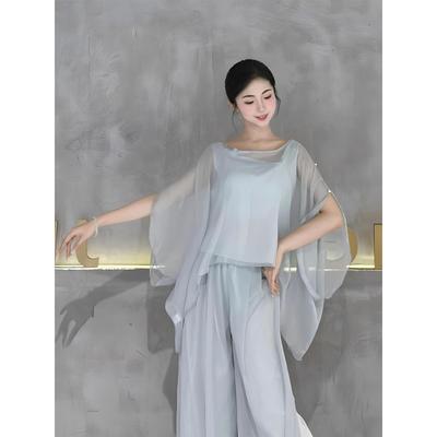 现代舞夏演出服古典舞飘逸舞蹈舞阔腿裤服套装身韵服练功纱衣中国
