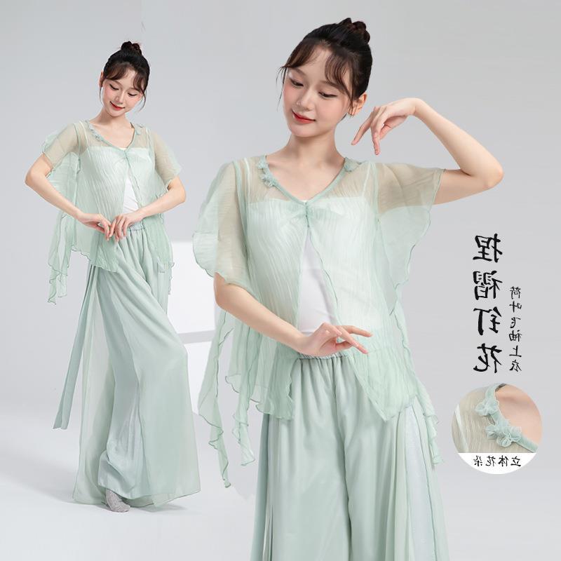 新款古典舞服女立体舞蹈网纱上衣