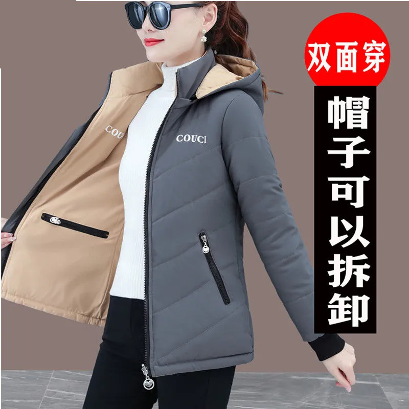 正品雙面穿棉衣女秋冬短款2024年冬季新款大碼中年媽媽棉襖棉服潮