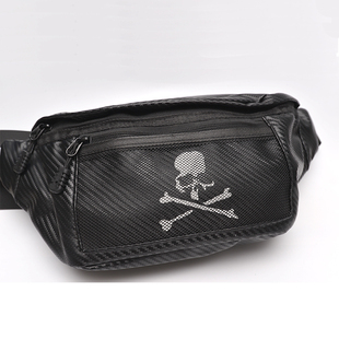 mmj运动防水大容量骷髅头腰包mastermind夏季碳纤维纹路单肩背包