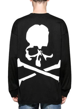 2024日本潮牌MMJ骷髅王 MASTERMIND WORLD 黑色长袖男机车骑行T恤