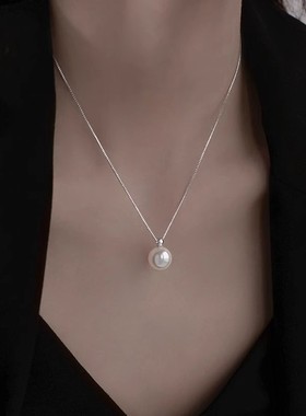 999纯银珍珠颈链轻奢项链秋冬小众女锁骨链2025新款爆款生日礼物