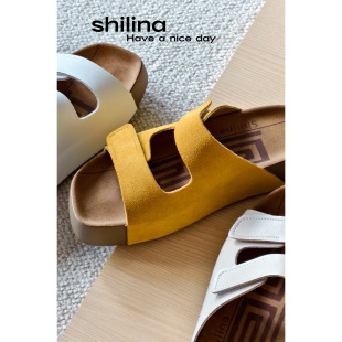 真皮厚底勃肯鞋女一脚蹬2025新款懒人鞋夏季百搭休闲凉时尚拖鞋女