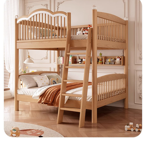 榉木上下床全实木双层子母床成年大人两层床儿童床同宽上下铺木床