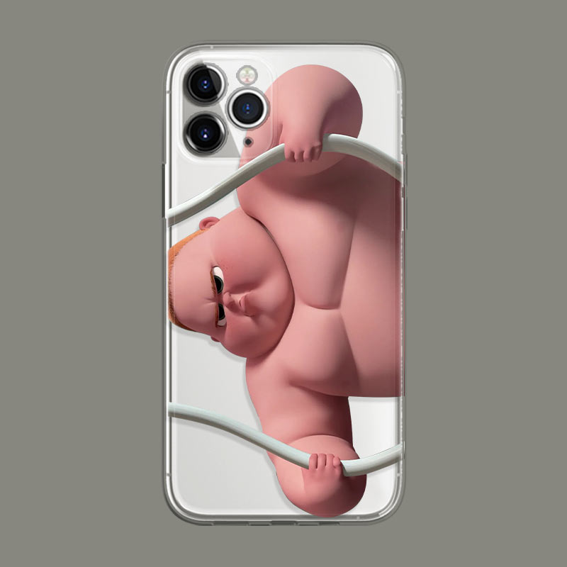 新款趣味可爱软萌高级苹果17promax肥仔小胖子减肥健身适用iphone16pro透明13min/xs15镜头全包软12min手机壳