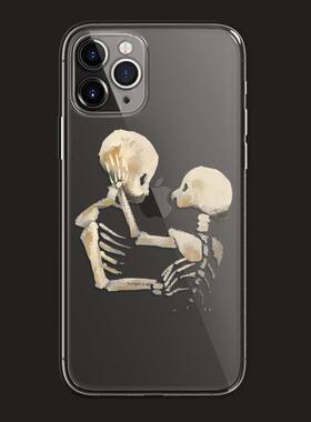 新款男女情侣对视爱情骷髅高级感苹果iphone17promax适用15pro透明14minxs13全包防摔硅胶软华为荣耀16手机壳