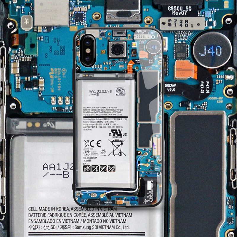 创意个性苹果13适用iphone12promax11pro拆机伪装图xs玻璃8手机壳