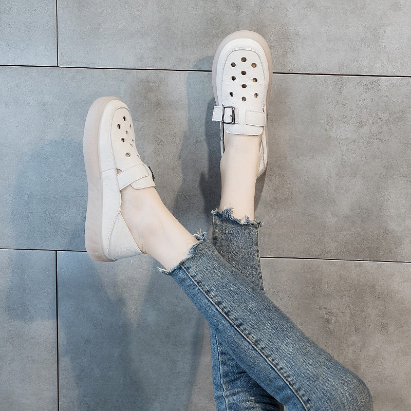 2025夏季新款真皮洞洞鞋女凉鞋孕妇鞋包头护士鞋两穿平底软底,户外/登山/野营/旅行用品,沙滩鞋/凉鞋/拖鞋,淘宝优惠券,粉丝福利购,淘宝优惠卷