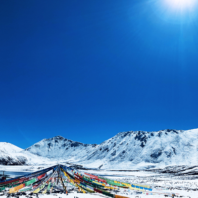 藏族手工印五色挂经幡