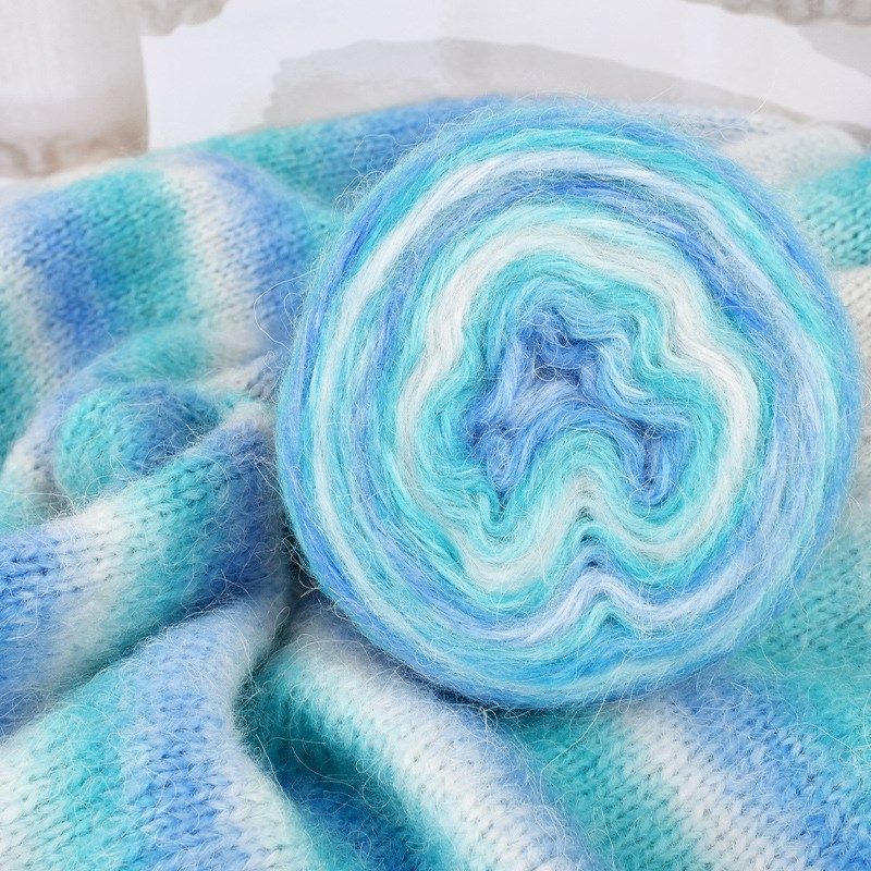 渐变真丝马海毛毛线手工编织毛衣手染长段染彩虹马海毛线,居家布艺,线,淘宝优惠券,粉丝福利购,淘宝优惠卷