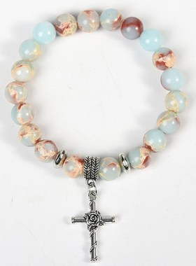 热卖 天然蛇皮石石串珠手链 帝皇石生命树海星吊坠手链