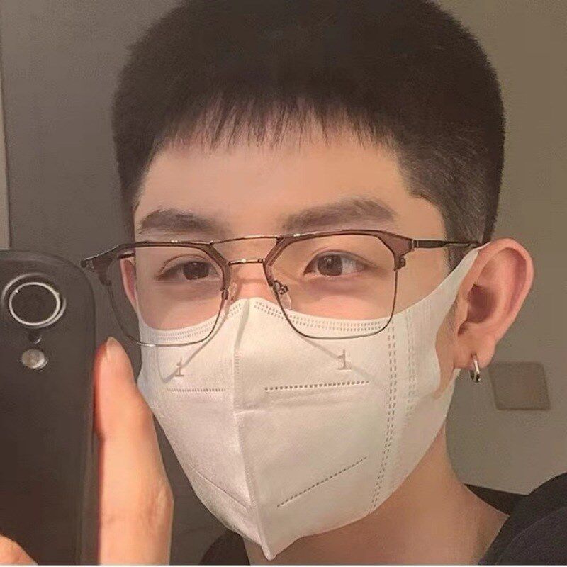 31111复古黑框双梁眼镜框理工男款斯文败类半框防蓝光平光镜架