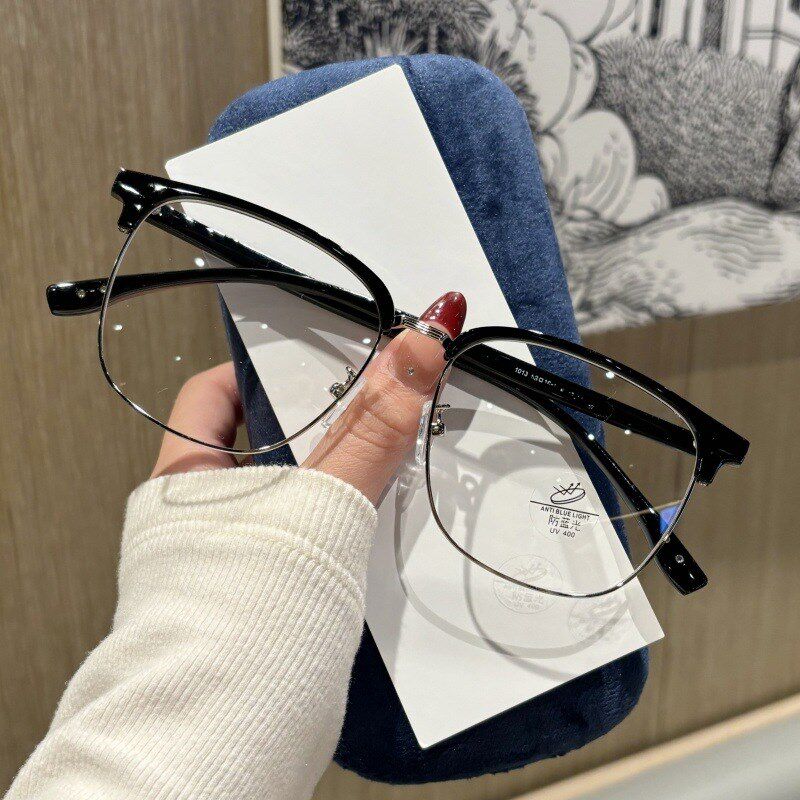 31133黑金色眉毛款大框近视眼镜男生可配镜片度数韩潮脸素颜半眼