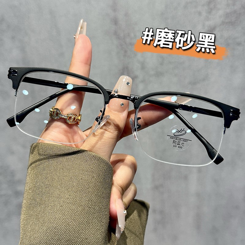 31162大框2024新款TR半框眉毛架女防蓝光学眼镜平光镜男工厂