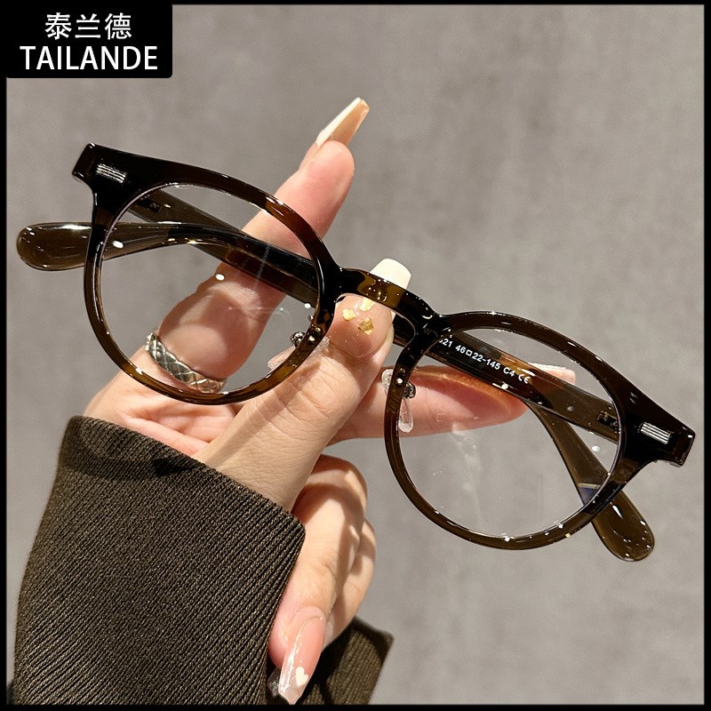 72321复古时尚小圆框近视眼镜框男女可爱乖巧冷棕色平光镜框