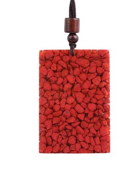 晶体砂朱砂直角无事牌吊坠本命年晶体砂无事牌挂件礼物男女款挂件