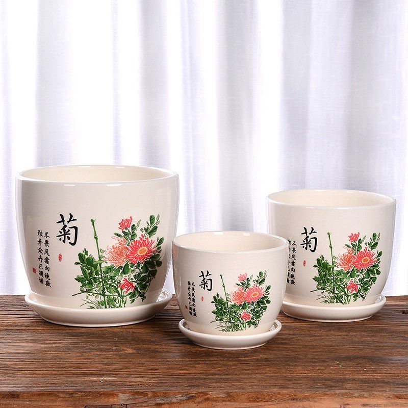 陶瓷花盆三件套带托盘大号发财树创意园艺多肉植物花架,鲜花速递/花卉仿真/绿植园艺,育苗盘/营养钵,淘宝优惠券,粉丝福利购,淘宝优惠卷