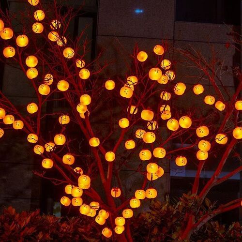 新年太阳能柿子灯串 户外防水装饰le杮杮如意彩灯过年红灯笼小灯