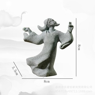 国风工艺品青砂石摆件达摩祖师爷老子无面佛禅意佛像玄关软装摆设