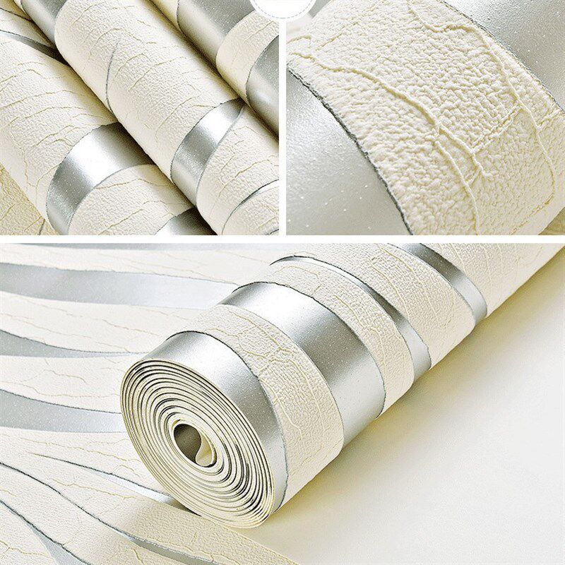 加厚3绒条纹波浪纹壁纸客厅电视背景墙卧室床头墙纸