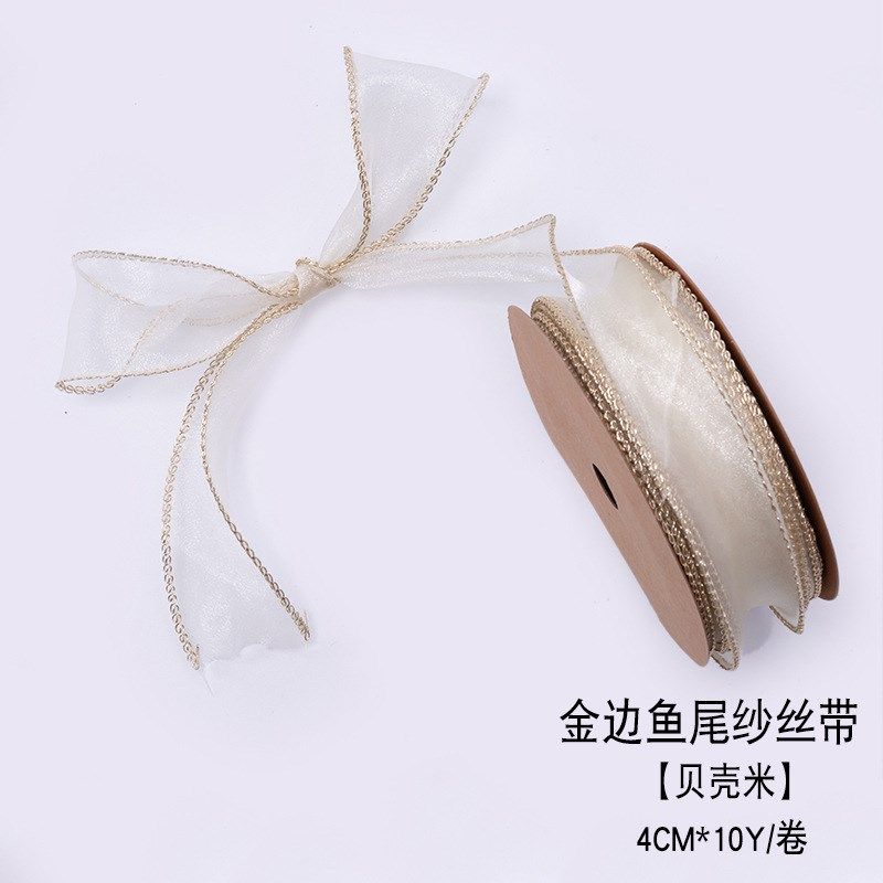 金边鱼尾丝带涤纶纱4cm码鲜花花束花结蛋糕盒盒蝴蝶结花结,鲜花速递/花卉仿真/绿植园艺,花艺材料,淘宝优惠券,粉丝福利购,淘宝优惠卷