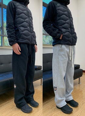 07QWER 秋冬季加绒加厚休闲裤潮情侣宽松直筒阔腿长裤子通勤百搭