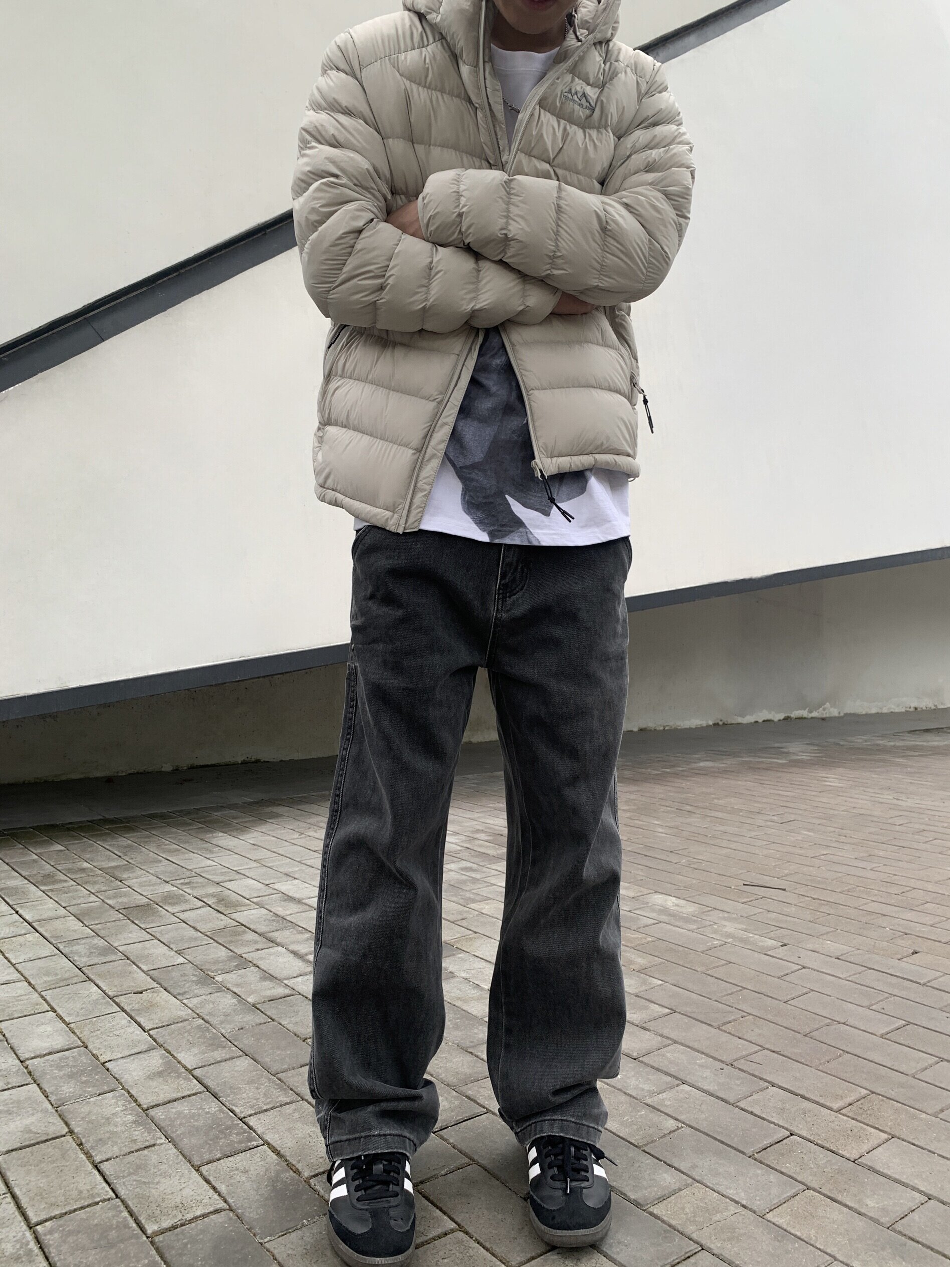 07QWER 秋冬韩版痞帅牛仔裤街头vibe纯棉水洗直筒裤口袋刺绣男潮