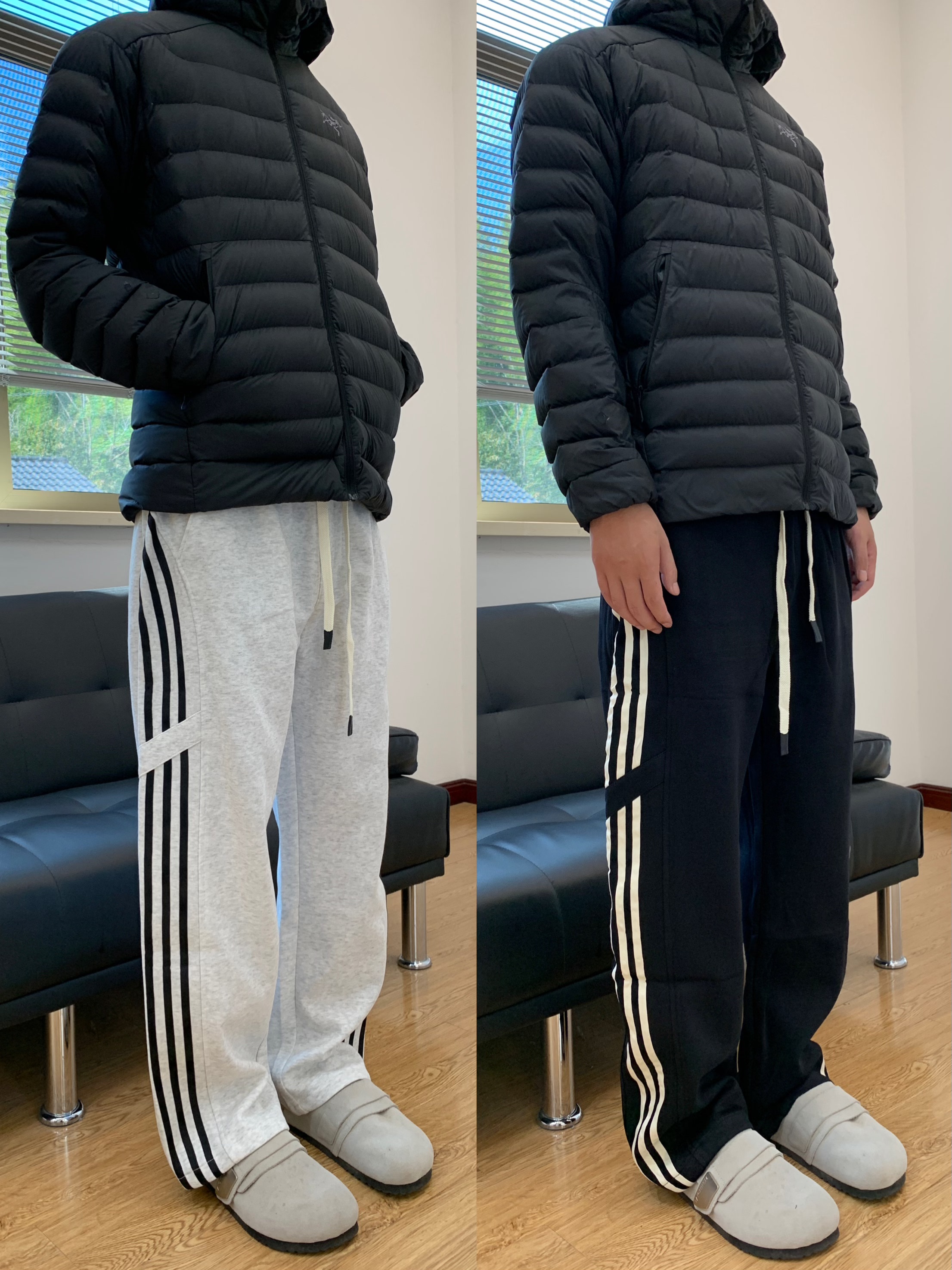 07QWER 秋季百搭休闲条纹卫裤潮宽松直筒男设计感通勤长裤女