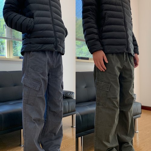 07QWER 秋冬季做旧褪色高街宽松直筒休闲长裤子美式多口袋工装裤