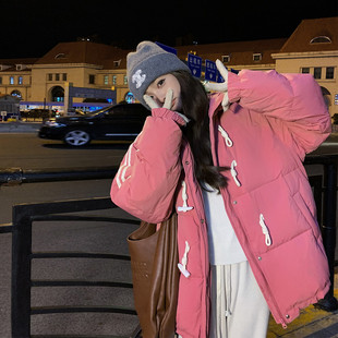 K398 P275 90白鸭绒 侧条牛角扣连帽羽绒服w330