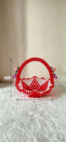 闽歌手工diy篮子串珠喜庆水果篮樱花球蜻蜓篮结婚送礼材料送教程