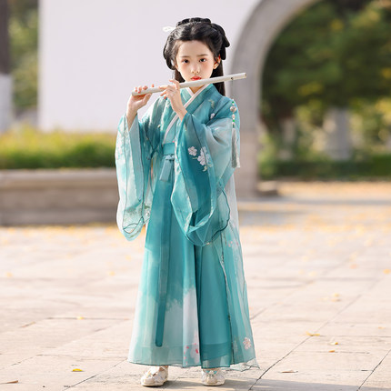 女童汉服2025新款春秋女孩魏晋古风超仙国风古装战国袍国学演出服