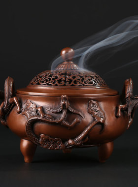 紫铜工艺品把玩香炉水风摆件供佛用品梅花如意香炉手把件开业礼品