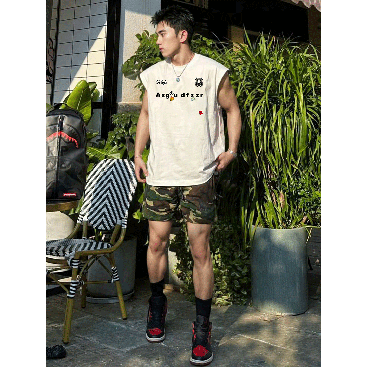 夏季纯棉宽松坎肩运动背心男上衣