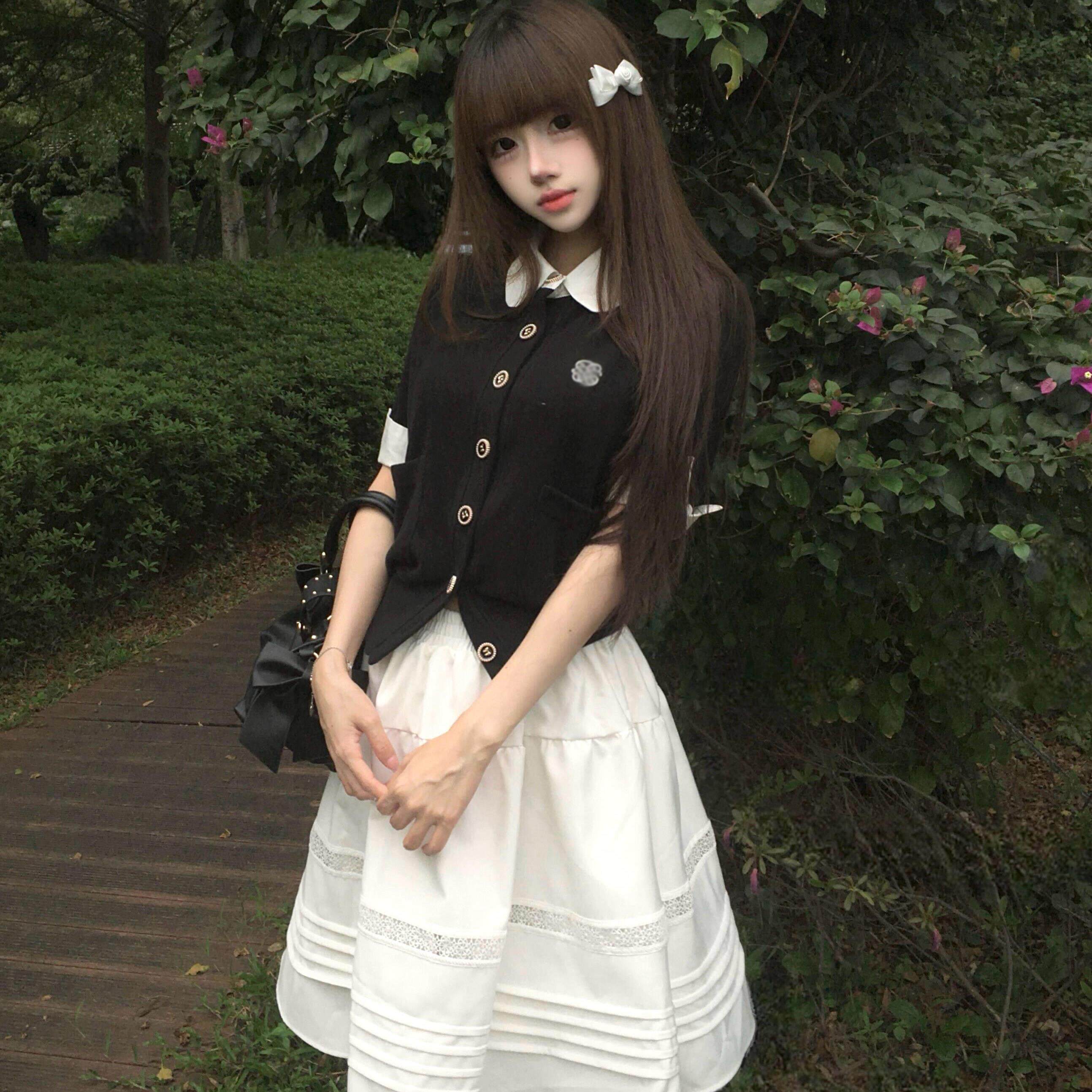 甜美韩系学院风套装女夏miu系千金感独特漂亮绝美裙子穿搭一整套