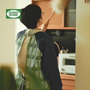 外套新款 厨房围裙反穿罩衣小清新罩衫 长袖 罩衣女防脏防水防油时尚