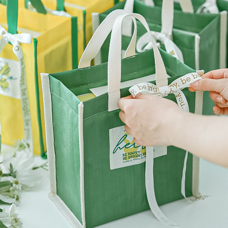 文艺风编织礼品包装袋子小号大号购物结婚生日送礼手提拎袋高级感