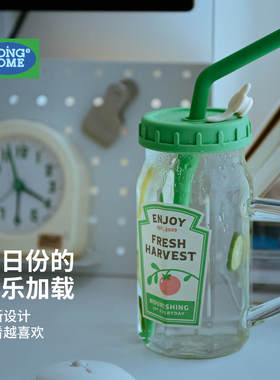 冰饮杯高硼硅玻璃吸管杯2026新款自制饮料杯子夏季带盖耐冷手柄杯