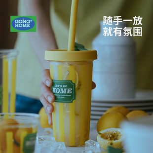 冰饮杯高硼硅玻璃耐冷耐热吸管杯自制饮料果汁杯水杯颜值夏日饮品